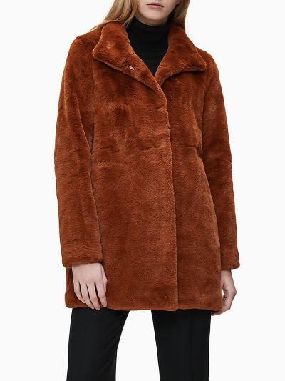 Calvin Klein Ruhák HU953912 | Calvin Klein Faux Fur Női Kabát Barna